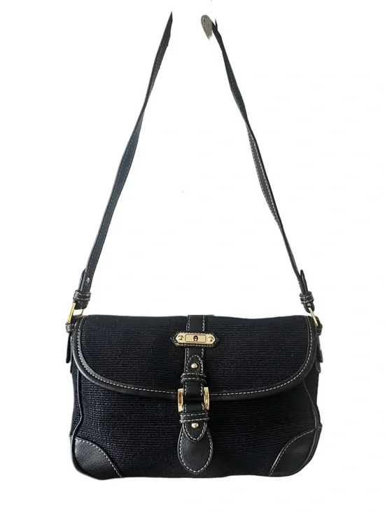 Etienne Aigner Small Black Tweed Leather Trim Crossbody Bag - Picture 2 of 6